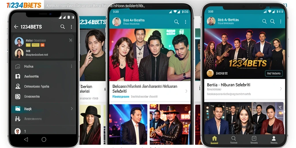 Tampilan antarmuka aplikasi berita hiburan selebriti yang menarik.
