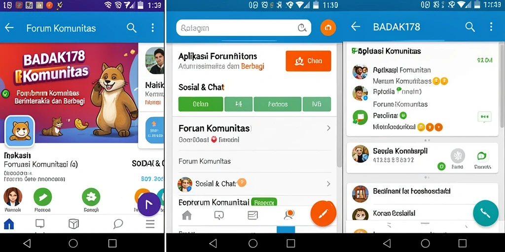 Antarmuka aplikasi BADAK178 yang menampilkan fitur forum komunitas.