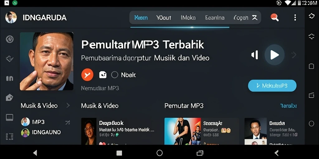 Antarmuka IDNGARUDA yang intuitif untuk pemutar MP3.