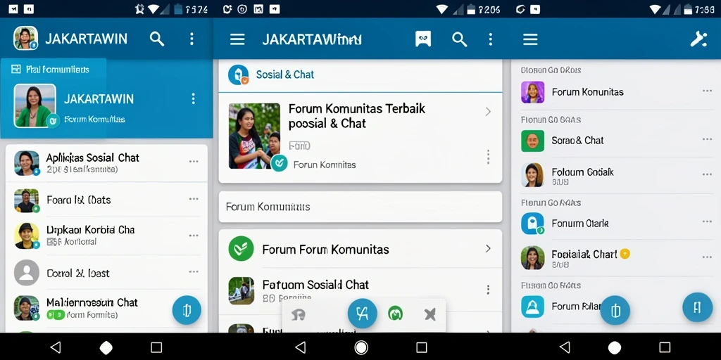 Tampilan antarmuka JAKARTAWIN dengan fitur forum komunitas yang menarik.