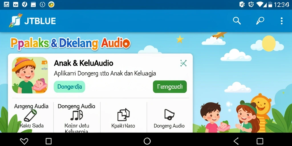 Antarmuka JTBLUE yang ramah anak dan penuh warna.