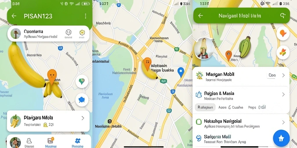 Tampilan antarmuka pengguna PISANG123 untuk navigasi mobil yang intuitif.