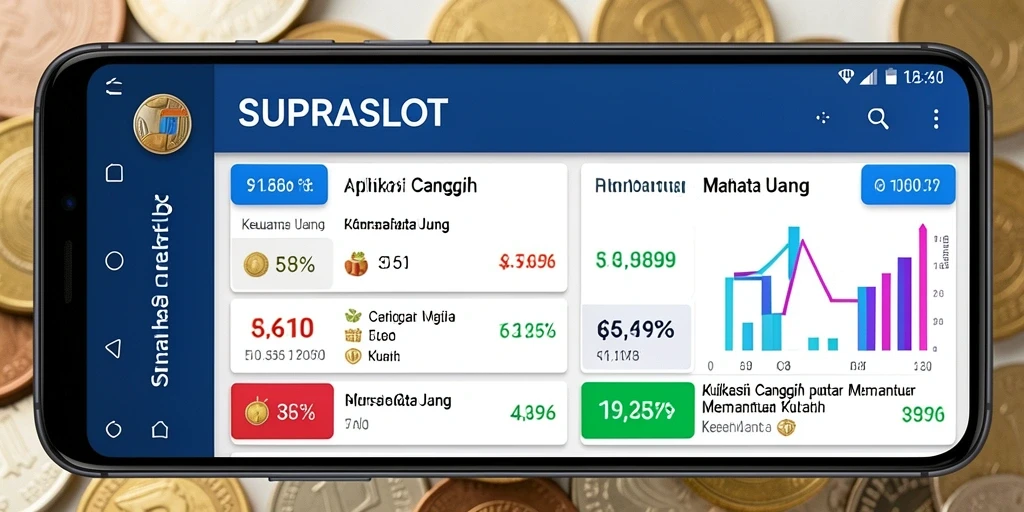 Antarmuka pengguna SUPRASLOT menampilkan informasi kurs mata uang secara real-time.