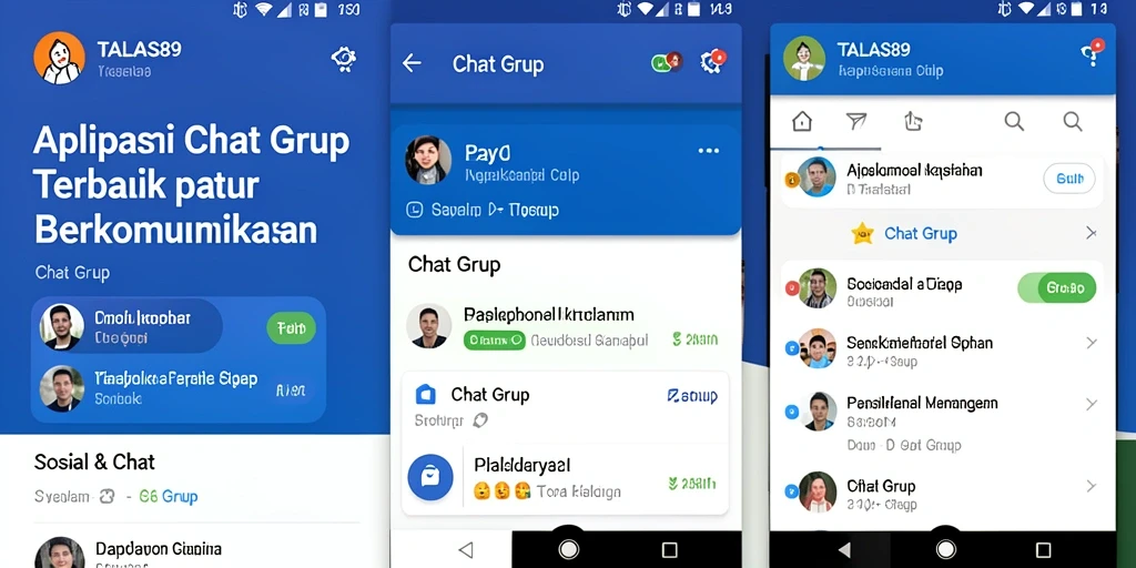 Antarmuka modern TALAS89 untuk chat grup yang interaktif.